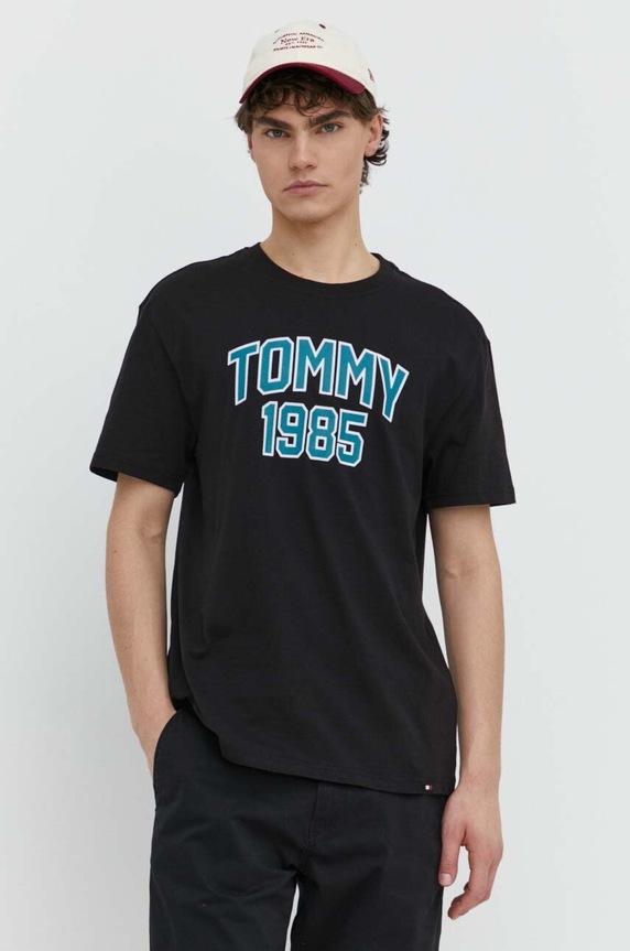 Tommy Jeans pamut póló fekete DM0DM18559