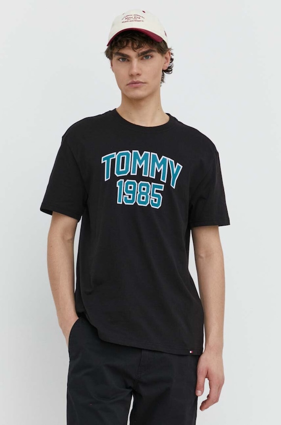 Tommy Jeans pamut póló fekete DM0DM18559