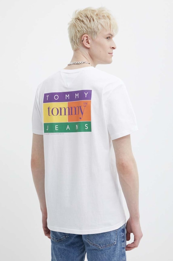 Bavlnené tričko Tommy Jeans DM0DM19171 biela
