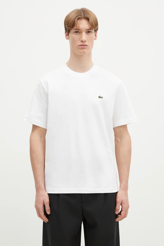 Lacoste T-shirt basic bawełniany męski gładkie biały TH7318
