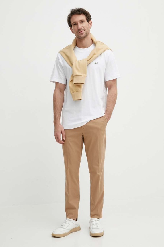 Lacoste tricou basic bărbătesc din bumbac TH7318 alb SS26