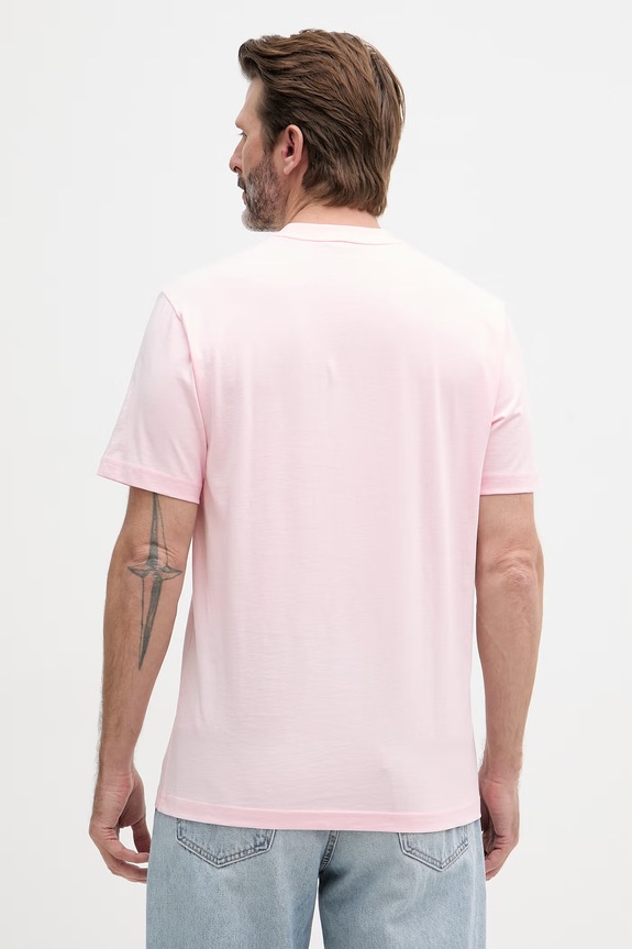 Odzież Lacoste T-shirt basic męski bawełniany TH7318 różowy