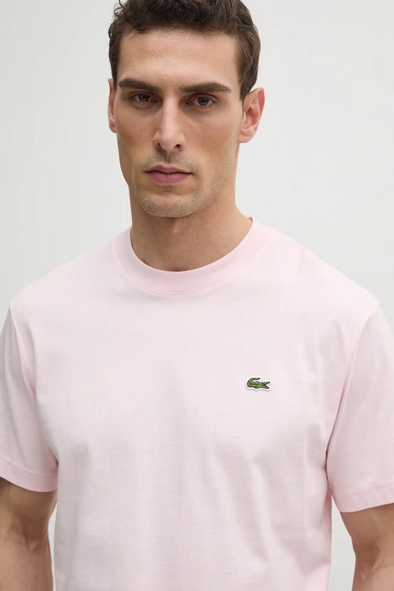 Lacoste T-shirt basic męski bawełniany TH7318 różowy SS26