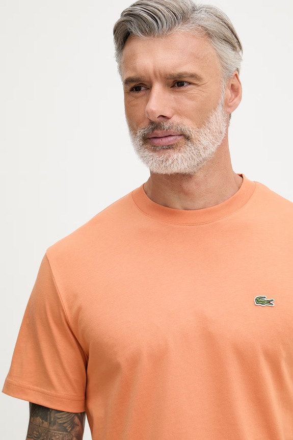 Lacoste T-shirt basic bawełniany męski pomarańczowy TH7318