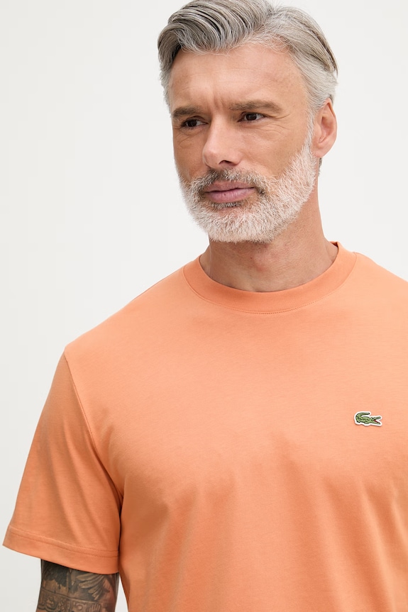 Lacoste T-shirt basic bawełniany męski pomarańczowy TH7318