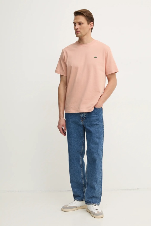 Lacoste T-shirt basic męski bawełniany TH7318 pomarańczowy SS26