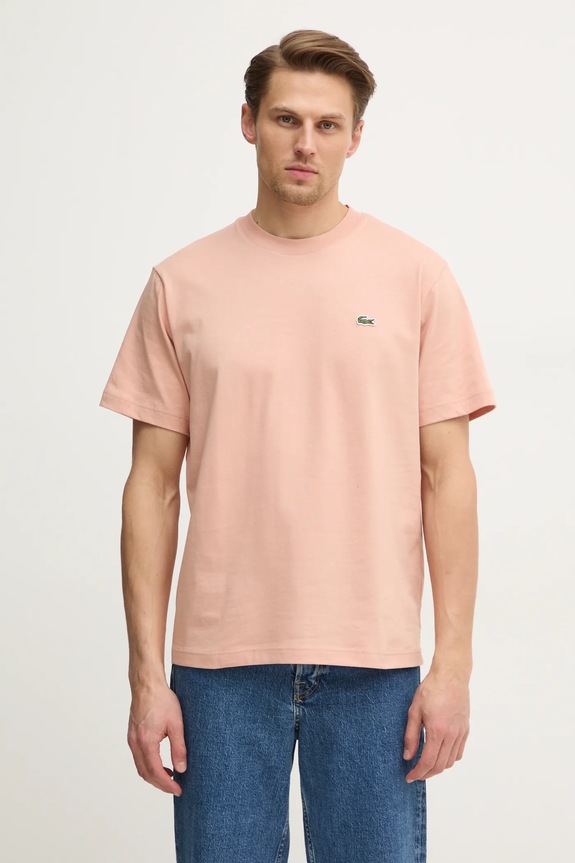 Lacoste T-shirt basic męski bawełniany pomarańczowy TH7318
