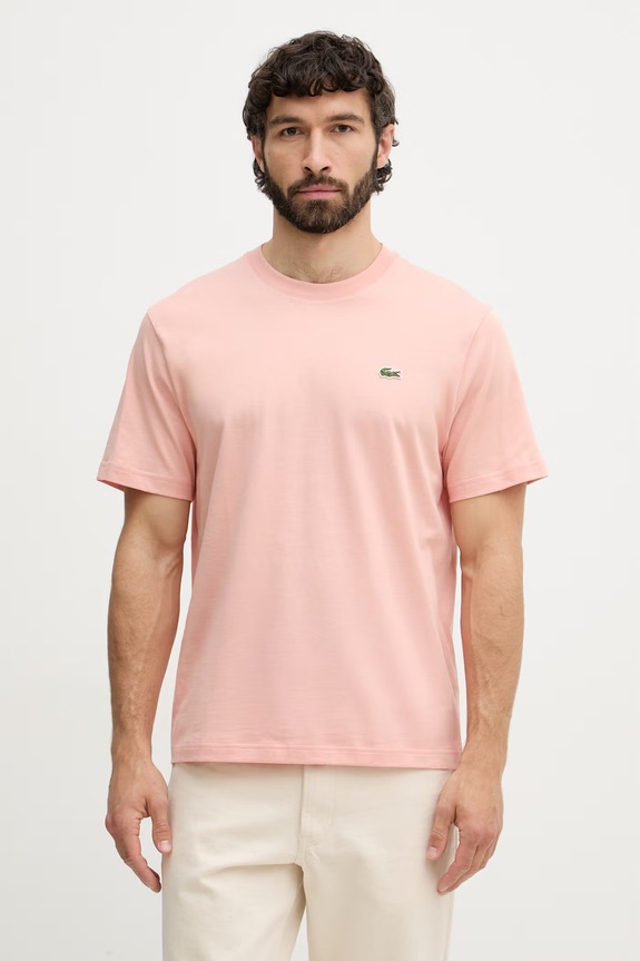 Lacoste T-shirt basic męski bawełniany różowy TH7318