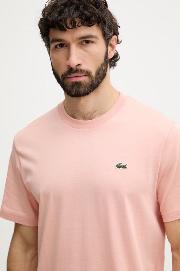 Lacoste T-shirt basic męski bawełniany różowy TH7318