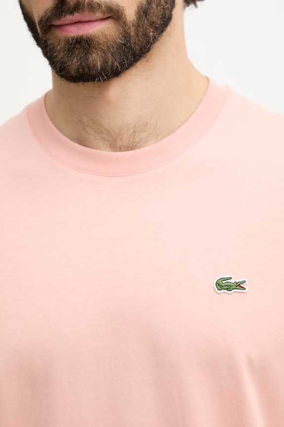 Lacoste T-shirt basic męski bawełniany TH7318 różowy