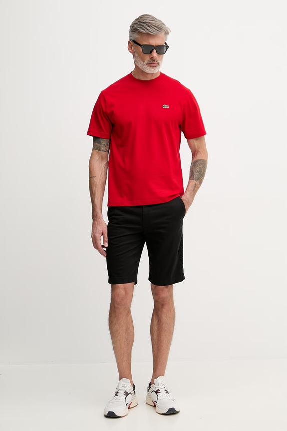 Lacoste T-shirt basic męski bawełniany TH7318 czerwony SS26