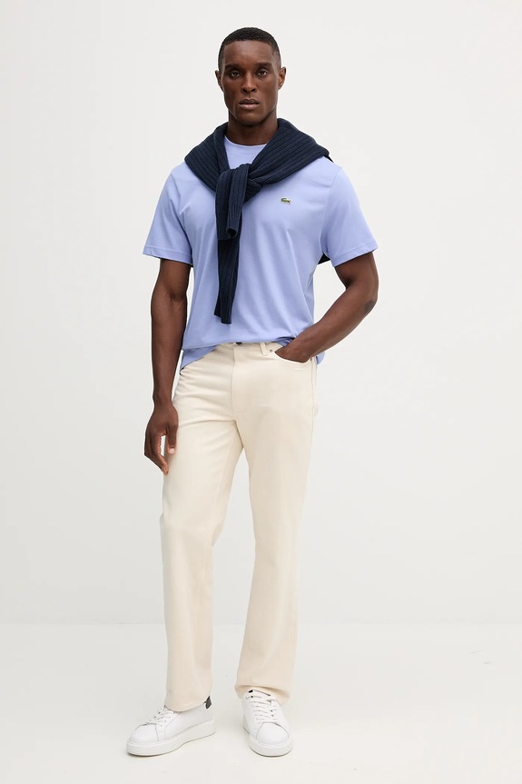 Lacoste basic tričko pánske bavlnené TH7318 fialová SS26