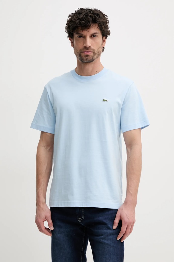 Lacoste T-shirt basic męski bawełniany niebieski TH7318