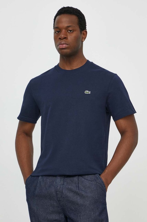 Lacoste maglietta basic da uomo in cotone semplice blu navy TH7318