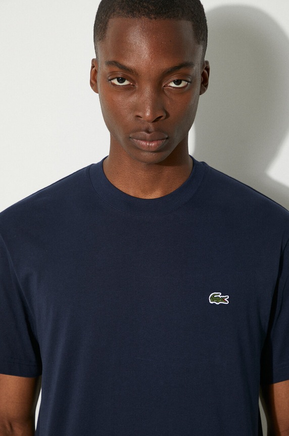 Lacoste T-shirt basic męski bawełniany gładkie granatowy TH7318
