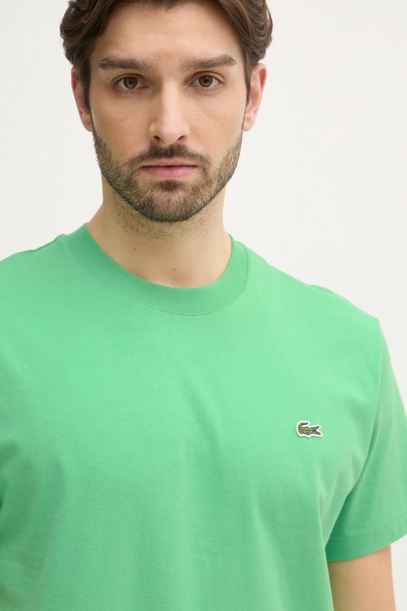 Lacoste T-shirt basic bawełniany męski zielony TH7318