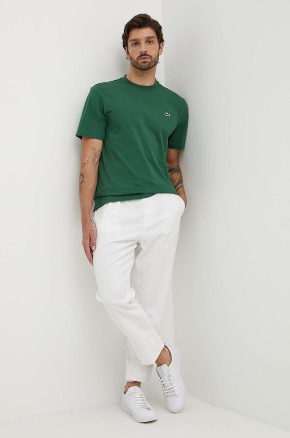 Lacoste T-shirt basic męski bawełniany TH7318 zielony SS26