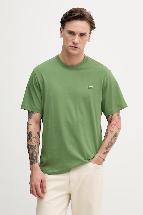 Lacoste T-shirt basic bawełniany męski zielony TH7318