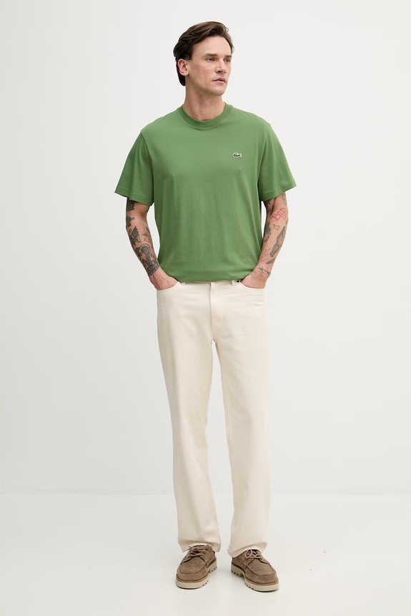 Lacoste T-shirt basic bawełniany męski TH7318 zielony SS26