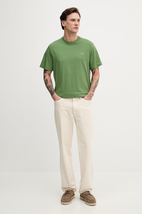 Lacoste T-shirt basic bawełniany męski TH7318 zielony SS26