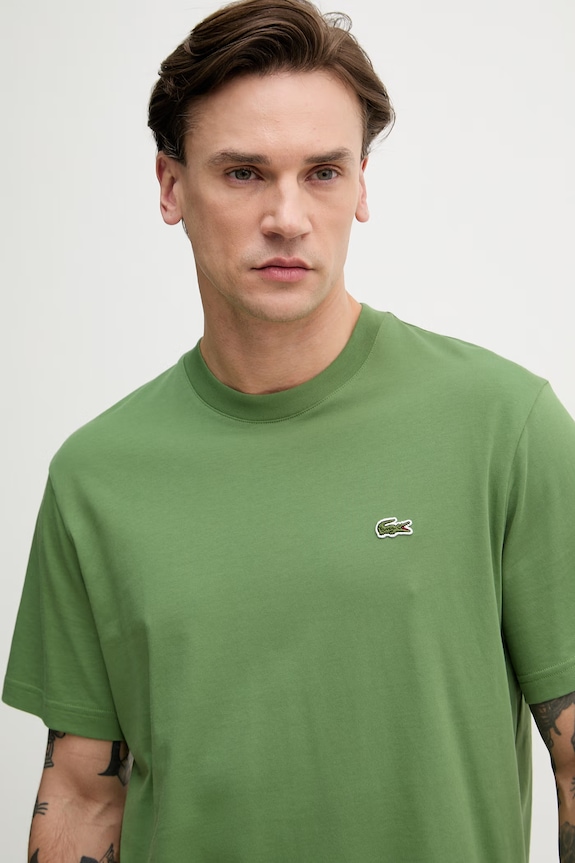 Lacoste T-shirt basic bawełniany męski zielony TH7318