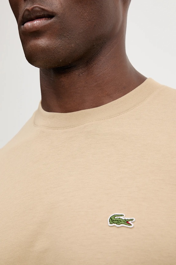 Lacoste T-shirt basic bawełniany męski TH7318 beżowy