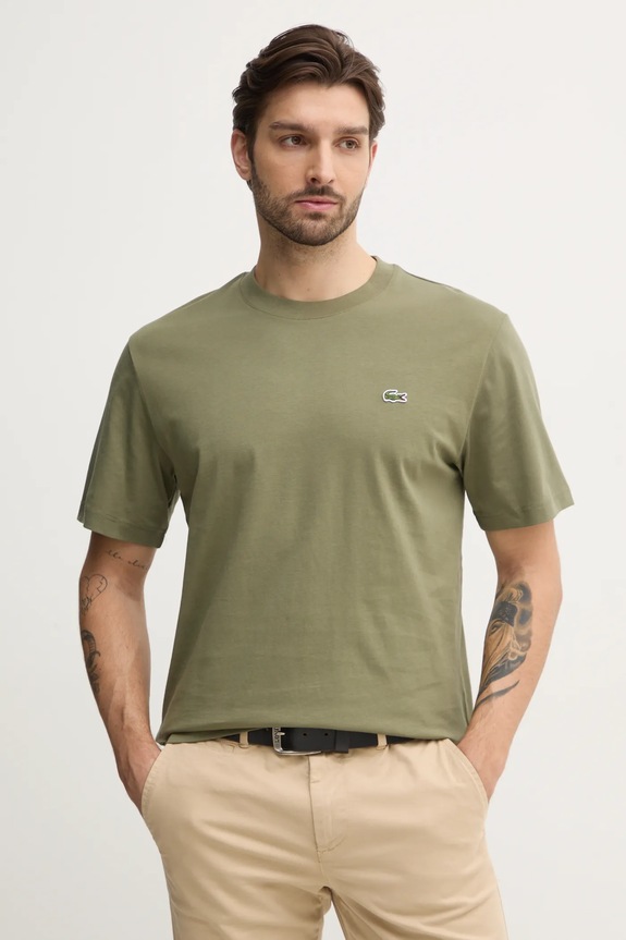 Lacoste basic tričko pánské bavlněné hladký zelená TH7318