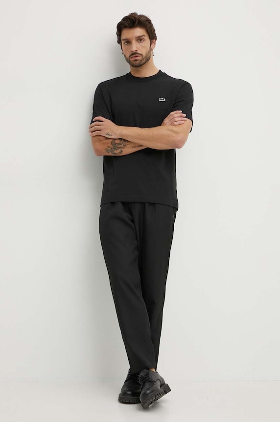 Lacoste T-shirt basic męski bawełniany TH7318 czarny SS26