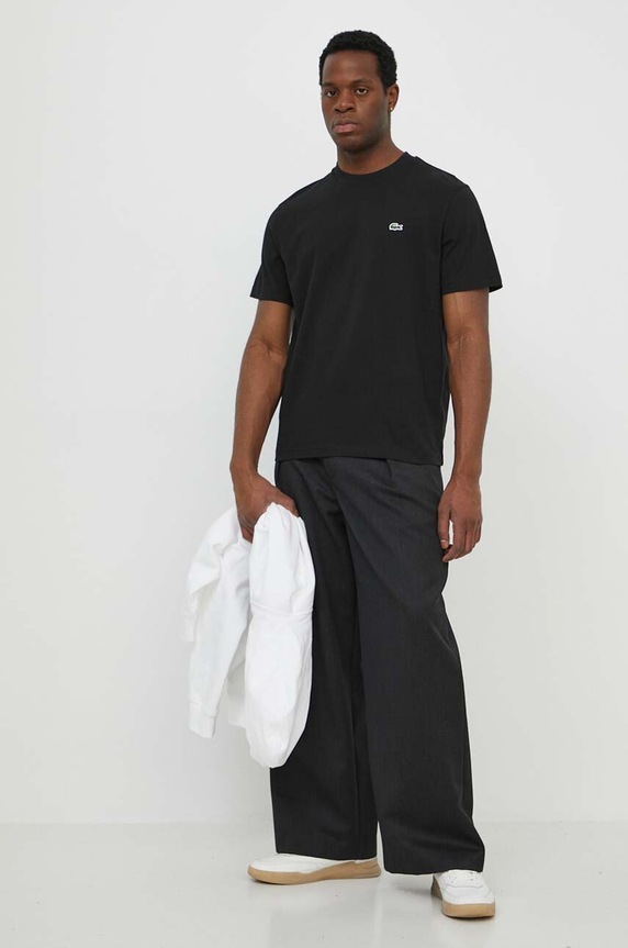 Lacoste T-shirt basic męski bawełniany TH7318 czarny SS26