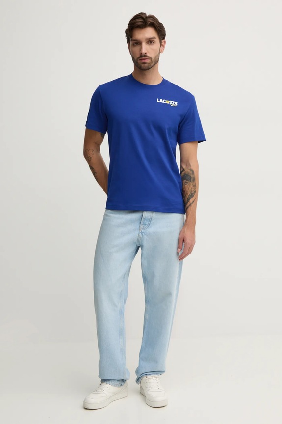 Bavlnené tričko Lacoste TH7363 modrá AW24