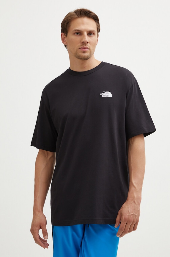 Bavlnené tričko The North Face M S/S Essential Oversize Tee potlač čierna NF0A87NRJK31