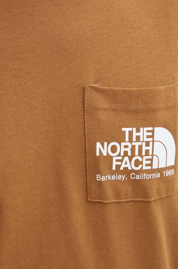 The North Face tricou din bumbac M Berkeley California Pocket S/S Tee NF0A87U21731 maro