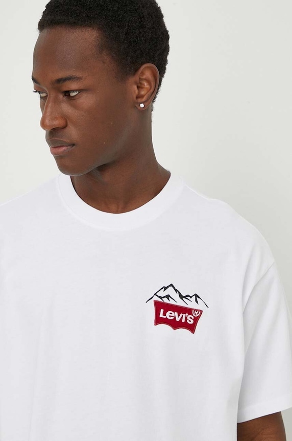 Βαμβακερό μπλουζάκι Levi's λευκό 0008C