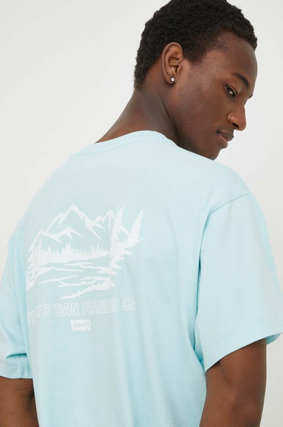 Levi's t-shirt bawełniany aplikacja turkusowy 0008C