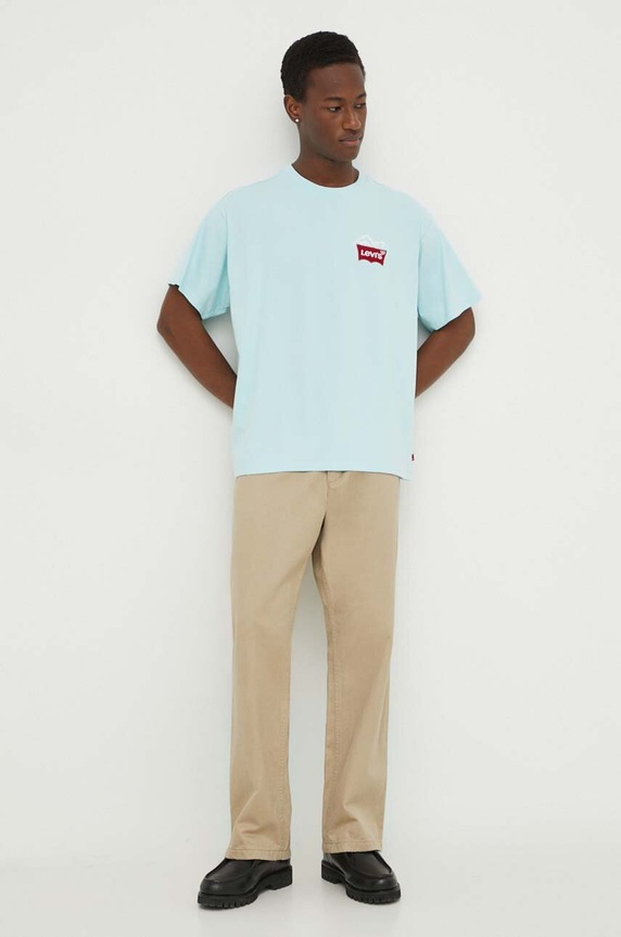 Levi's t-shirt bawełniany 0008C turkusowy AA00