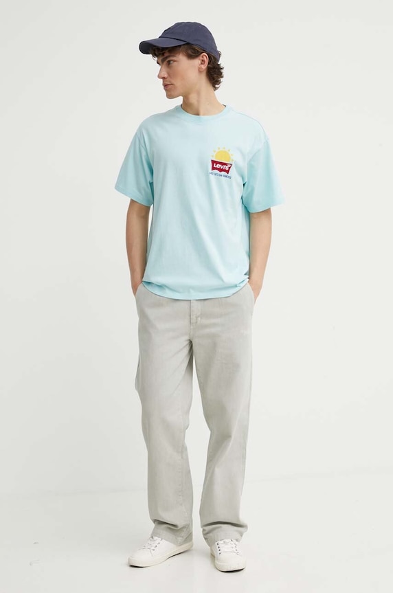 Levi's t-shirt bawełniany 0008C turkusowy AA00
