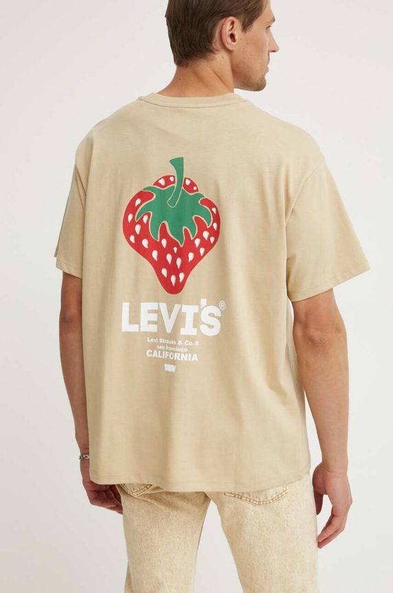 Levi's t-shirt bawełniany 0008C beżowy AA00