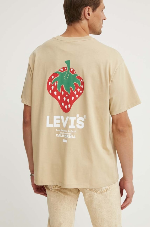 Levi's t-shirt bawełniany 0008C beżowy AA00