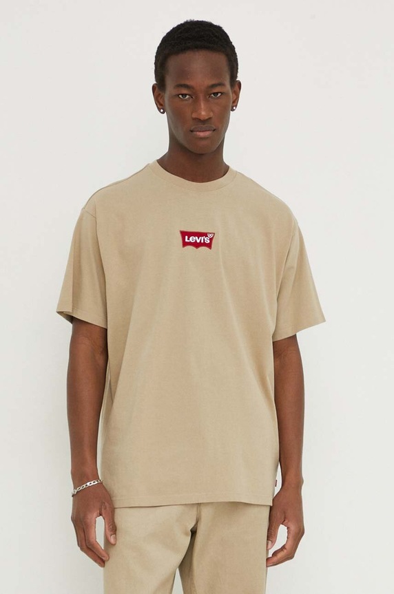 Levi's t-shirt bawełniany aplikacja beżowy 0008C