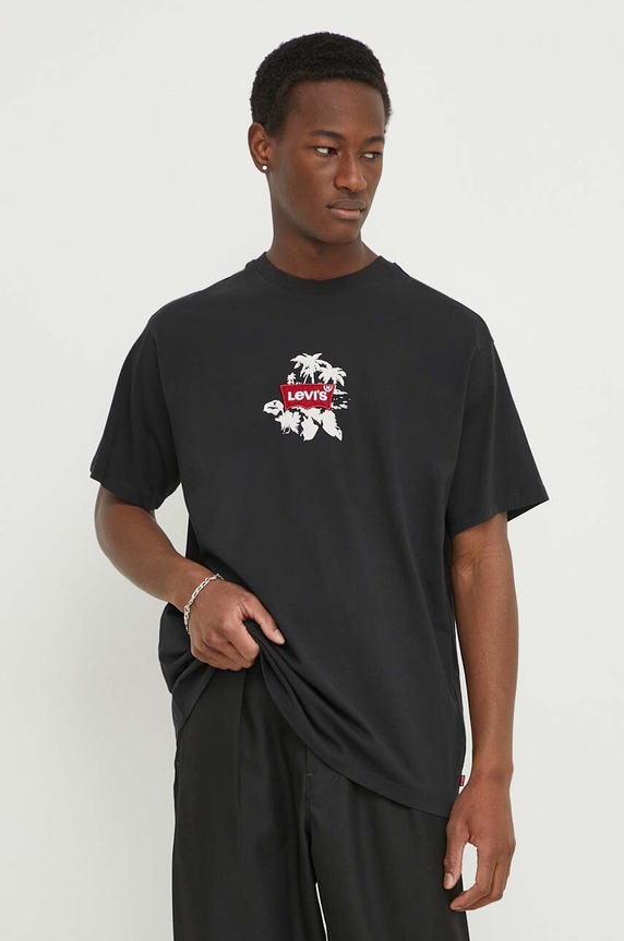Levi's t-shirt bawełniany aplikacja czarny 0008C