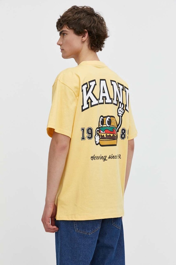 Karl Kani t-shirt bawełniany żółty 6069104