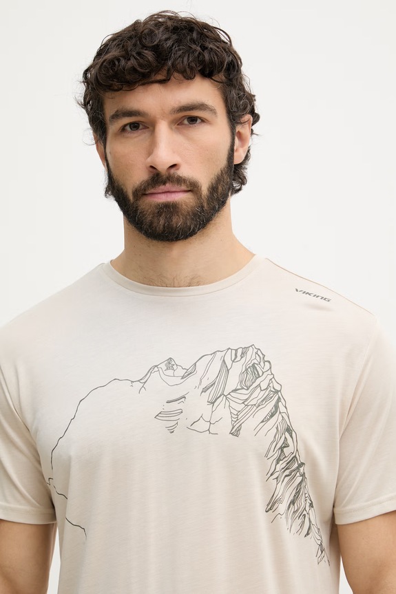 Viking T-shirt sportowy męski z wiskozą Morain beżowy 500.26.7112