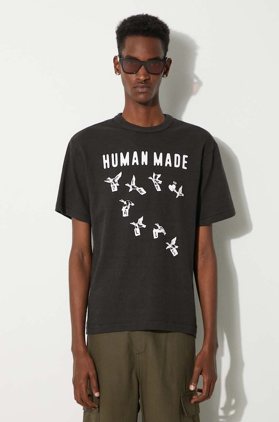 Human Made t-shirt in cotone Graphic regolare nero HM27TE017