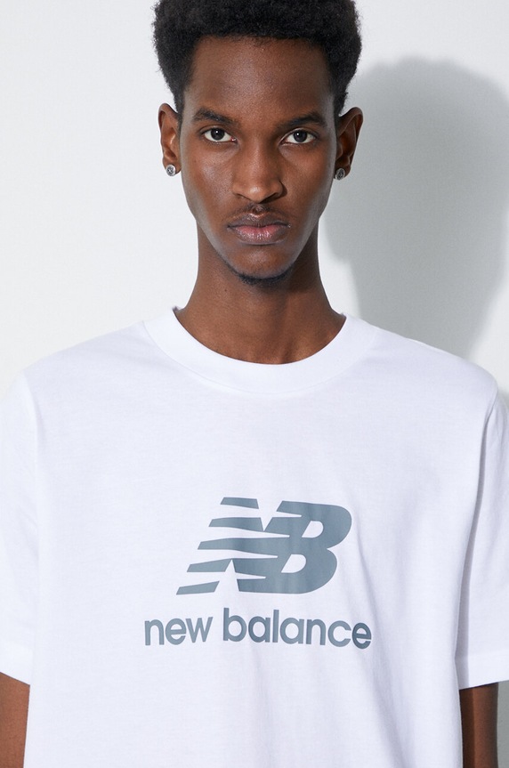 New Balance t-shirt bawełniany Essentials Cotton biały MT41502WT