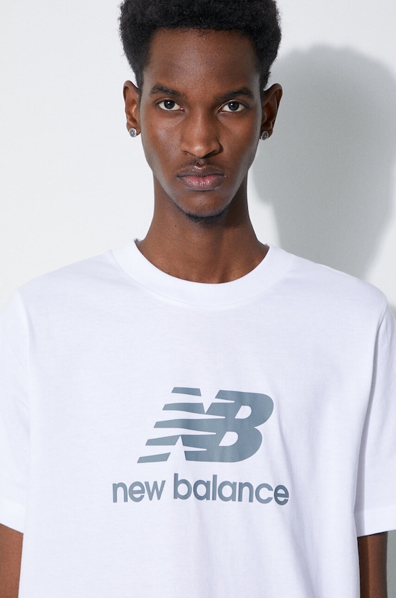 New Balance t-shirt bawełniany Essentials Cotton biały MT41502WT