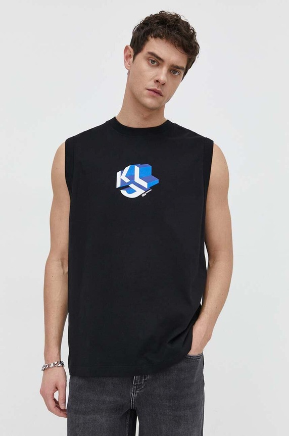 Bavlněné tričko Karl Lagerfeld Jeans kulatý černá 241D1706