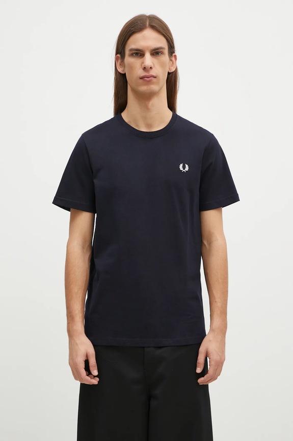 Fred Perry cotton t-shirt Crew Neck T-Shirt regular navy M1600.608