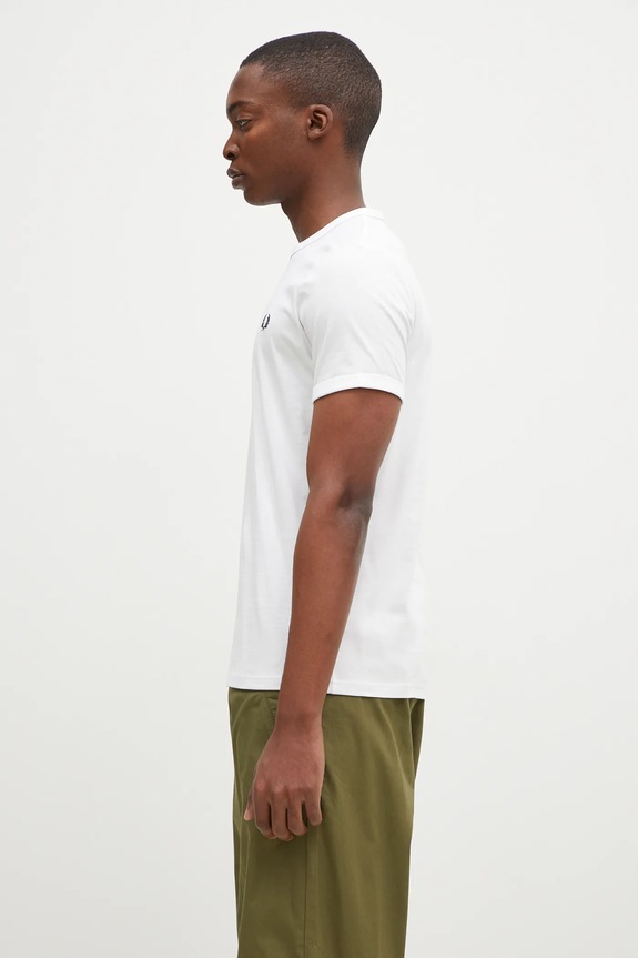 Fred Perry t-shirt bawełniany Ringer T-Shirt M3519.100 biały SS26