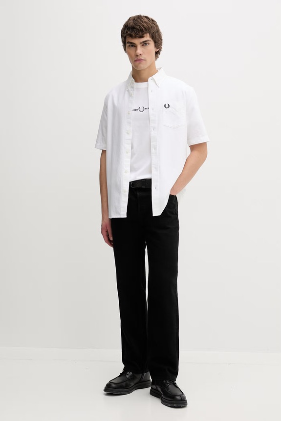 Bavlnené tričko Fred Perry M4580.100 biela SS26