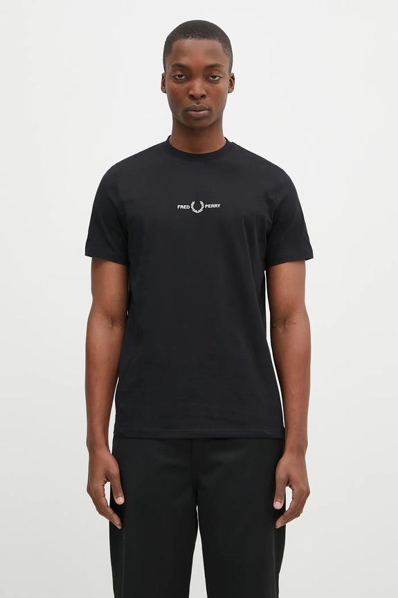 Fred Perry cotton t-shirt Embroidered T-Shirt regular black M4580.102